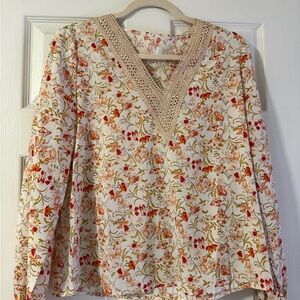 SHEIN Floral V-Neck Top - Multicolor